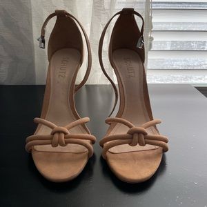 Schutz Suede Strappy Sandal in Beige